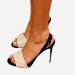 Coach Black White Gladis Vit Smale May Calf Leather Slingback Heels size 9B